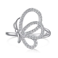 Elegante anello a farfalla in argento sterling S925 con zirconi brillanti su sfondo bianco - US 6 / Argento