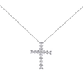S925 Sterling Silber Kreuzkette mit herzförmigen Zirkoniasteinen an feiner Gliederkette - Herzförmiges weißes Zirkonia-Kreuz (DY190492-S-W-WH) / 925er Silber