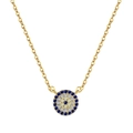 Collier en argent S925 doré avec pendentif Œil maléfique serti de zircons bleus et blancs - Argent 925 / Or (DY190472-S-G-HD)