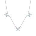 Elegante collana in argento sterling S925 con tre ciondoli a farfalla e zirconi marquise - Argento 925 / Oro Bianco