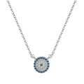 S925 sterling silver Evil Eye necklace featuring blue and yellow cubic zirconia - 925 Silver / White Gold Color Spinel (DY190472-S-W-CS)