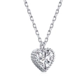 Elegante Halskette aus S925 Sterlingsilber mit Herz-Zirkonia und Milgrain-Verzierung - 925er Silber / Weiß (MW190004-S-S-WH)