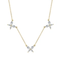 Collier papillon en argent S925 avec trois pierres zircons taille marquise en finition dorée - Argent 925 / Or