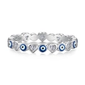 S925 sterling silver evil eye heart ring with sparkling cubic zirconia insets - US 6 / Silver Heart Evil Eye (DY120701-S-W-WH)