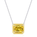 Collar de plata S925 con colgante de circón amarillo y borde de esmalte de color - Plata 925 / Platino Amarillo Circonia (DY190131-S-W-YE)