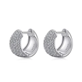 S925 sterling silver huggie hoop earrings with micro-paved sparkling cubic zirconia - 925 Silver / White Gold Color