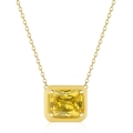 Collar de plata S925 con piedra preciosa amarilla rectangular engastada en garras de oro - Plata 925 / Dorado Amarillo Circonia (DY190131-S-G-YE)