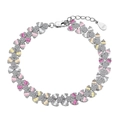S925 Sterlingsilber Armband mit bunten rechteckigen Zirkonia und Pavé Diamanten - 925er Silber / Mehrfarbig Silber (DY150216-S-W-CS)