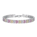 S925 sterling silver tennis bracelet with multicolor V-shape zircon inlay for women - Colorful