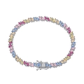S925 sterling silver bracelet with multi-color emerald-cut cubic zirconia stones - Plug-in Clasp 16cm (DY150210-S-W-BC#16)