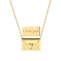 Elegante collana in argento 925 dorato con ciondolo a busta cuore e incisione I Love You - Argento 925 / Oro (DY190285-S-G-NA)