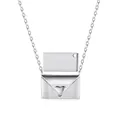 Collana busta in argento 925 con cuore e scheda interna personalizzabile con testo - Argento 925 / Color Platino Vuoto (DY190581-S-W-NA)