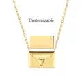 Golden envelope necklace featuring a 3D heart and customizable metal insert - 925 Silver / Blank Gold (DY190581-S-G-NA)