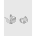 Minimalistische Creolen aus S925 Sterlingsilber mit matt gebürsteter Oberfläche für Damen - 925er Silber / Silber (DY110222-S-S-NA)