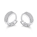 Elegante U-förmige Creolen aus S925 Sterlingsilber mit drei Reihen glänzender Zirkon - 925er Silber / Platin-Stil (YH110067-S-W-WH)
