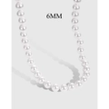 Elegant 6mm freshwater pearl necklace with S925 sterling silver handmade beads - 6mm White Pearl (DY190623-S-W-WH#6) / 925 Silver