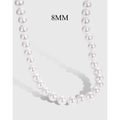 Elegant S925 sterling silver necklace featuring 8mm high-luster freshwater pearls - 8mm White Pearl (DY190623-S-W-AB#8) / 925 Silver