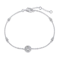 Pulsera de plata de ley S925 con colgante de diamante redondo y piedras de engaste bisel - Plata 925 / Plateado