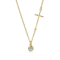 Elegant gold S925 sterling silver necklace featuring a cross and circular zircon pendant - 925 Silver / Gold