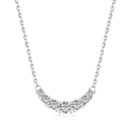 S925 Sterling Silver U-shaped Necklace with Gradient Zircon Curved Smiling Pendant - 925 Silver / White Gold
