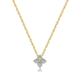 Collana a quadrifoglio in argento S925 placcato oro con zirconi cubici scintillanti - Stile Quadrifoglio (DY190212) / Oro