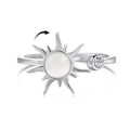 Rotating sun ring in S925 sterling silver with cat eye stone and decompression feature - Adjustable Open / Silver