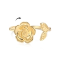 Verstellbarer S925 Silber Rosenring mit Goldfinish zur Entspannung und Stressabbau - Einstellbar Offen / Gold