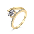 S925 sterling silver ring with oval crystal and pavé side stones in gold plating - US 8 / Gold Tone White Stone (DY120844-S-G-WH)