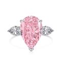 Bague élégante en argent S925 avec pierre rose poire et pierres latérales - Zircone Rose