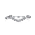 Elegante anillo ondulado de plata de ley S925 con engaste de pavé de circonitas cúbicas - US 6 / Blanco (Estilo de Onda)