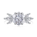 Elegant S925 sterling silver ring with brilliant round center and marquise side stones - US 5 / White Zirconia Style (DY120709-S-W-WH)