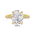 Luxurious S925 sterling silver ring with gold plating and oval cut clear zircon stone - US 5 / Gold/White