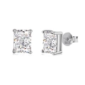 Orecchini a lobo in argento 925 con scintillanti zirconi cubici a taglio smeraldo - Taglio Rettangolare Bianco (DY1D0249-S-W-WH) / Argento 925