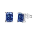 Orecchini a perno in argento sterling S925 con cristalli blu profondo a taglio rettangolare - Taglio Rettangolare Blu Tanzanite (DY1D0249-S-W-TZ) / Argento 925