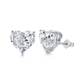 S925 sterling silver stud earrings featuring pink heart-cut ice flower cubic zirconia - 925 Silver / White (White Zircon)