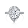 Bague élégante en argent S925 avec zircone poire et halo scintillant pour femmes raffinées - US 8 / Zirconia Blanc (DY120547)