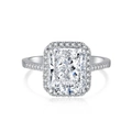Anillo de plata S925 con una gran circonita cuadrada de corte radiant y brillo intenso - Talla 5 / Estilo 13