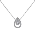 Lujoso collar de gota en plata de ley S925 con cristales de circonita de doble capa - Collar de Colgante de Gota de Agua / Estilo Blanco Platino (DY190569-S-W-WH)