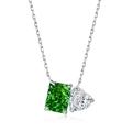 Collier en argent S925 avec pierre verte taille radiant et pendentif cœur blanc - Argent 925 / Style Or Blanc Vert (DY190372-S-W-WG)