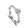 French S925 sterling silver classic six-prong round solitaire ring with sparkling zircon - US 8 / Silver (NE120244)