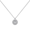 S925 sterling silver halo necklace with round brilliant cut center stone and small diamonds - Necklace (DY190598)