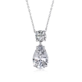S925 sterling silver necklace featuring large pear-cut zircon pendant with drop design - 925 Silver / Silver (DY190369)