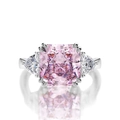 Luxury S925 sterling silver ring with radiant cut pink diamond and triangular side stones - US 9 / Pink Style (DY120169-S-W-BF)