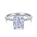 S925 sterling silver ring featuring a radiant cut ice blue gemstone with pavé accents - White Gold Indigo Stone (DY120099)