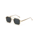 Gafas de sol octogonales de doble puente con montura de metal dorado y lentes negras - Montura Dorada Lente Gris