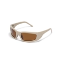 Y2K style square polarized sunglasses with beige plastic frame and brown lenses - Light Coffee