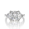 Radiant cut square high carbon diamond ring with triangle side stones in silver finish - US 6 / White Style (DY120169-S-W-WH)