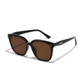 Gafas de sol retro con montura negra, lentes marrones y detalles de remaches plata - Montura Negra Lentes de Té