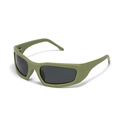 Y2K style olive green polarized square sunglasses with dark grey lenses and wide frames - Green