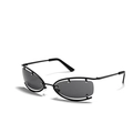 Occhiali da sole cat-eye stile Y2K con montatura in metallo nero e lenti scure - Montatura Nera Lenti Grigie